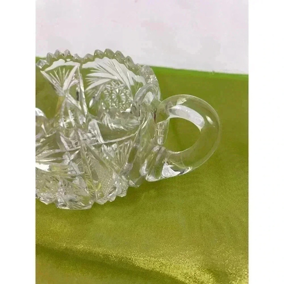 VTG American Brilliant Crystal Sugar Bowl Clear Cut Glass HEAVY Sawtooth - Picture 11 of 16